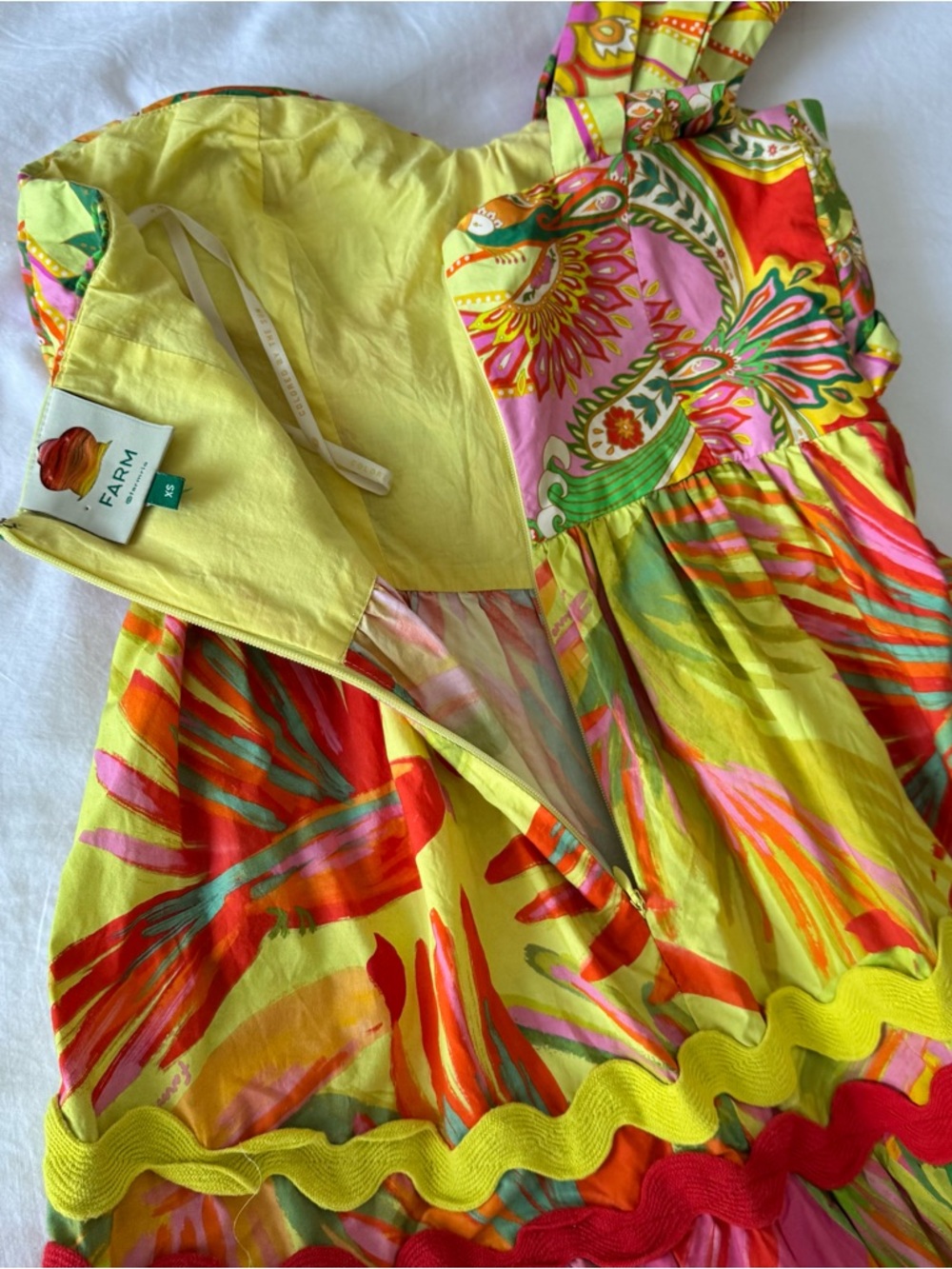 Farm Rio Mixed Prints One-Shoulder Dress Size XS - Picture 8 of 13